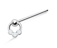 Stones Ring Shaped Silver Straight Nose Stud NSKA-440